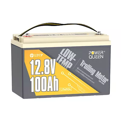 Power Queen 12V 100Ah Low-Temp Cut-off LiFePO4 Battery For Trolling Motor Used • $234.89