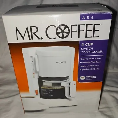 Mr Coffee 4 Cup Switch Coffee Maker White Model Ar4 Vintage New Open Box • $59.99