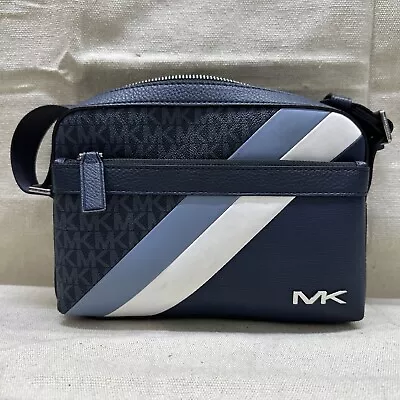 Michael Kors Cooper Logo Stripe And Faux Leather Crossbody Bag - Chambray • $31