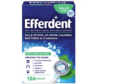 NEW Efferdent Retainer & Denture Cleaner Tablets Minty And Fresh Clean 126 Count • $7.98