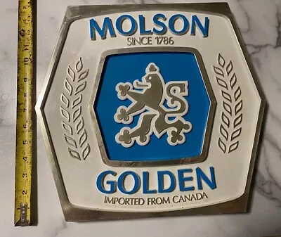 Molson Golden 13.5  X 14.5  Vintage Plastic Hanging KCS Industries Beer Sign • $12