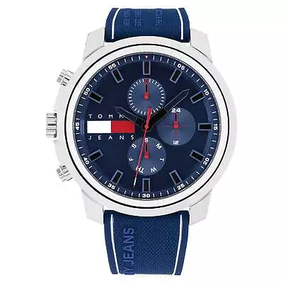 Tommy Hilfiger Blue Silicone Multi-function Men's Watch - 1710582 • $239