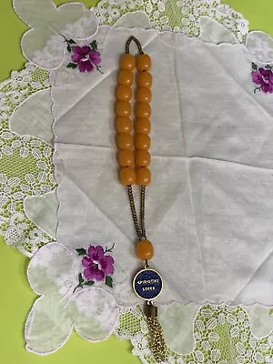 VINTAGE BUTTERSCOTCH PRAYER BEADS EPIROTIKI LINES 17 Beads On Chain BR-62 • $12.60
