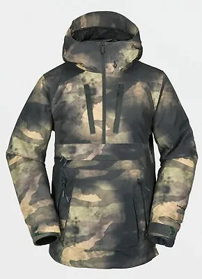 Men’s Volcom Brighton Anorak Pullover Ski Snowboard Jacket Camo Sz Large 15k • $89.99