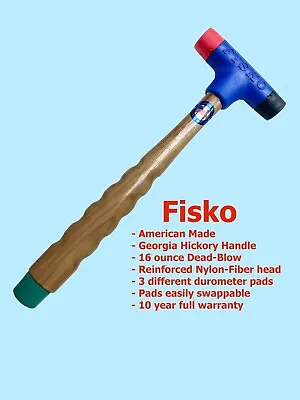 FISKO DEAD BLOW SOFT FACE HAMMER I  DIA. 16 OZ With A SURE GRIP HICKORY HANDLE  • $26.95