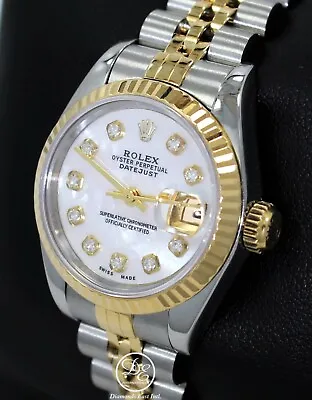 Rolex Datejust 69173 Jubilee 18K Yellow Gold & SS MOP Diamond Dial Ladies Watch • $6932.06