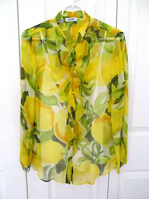 Vintage Moschino Cheap & Chic Yellow Floral  Sheer Blouse With Cami Size US 8 • $74.99