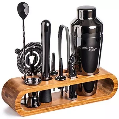 Mixology Bartender Kit: 10-Piece Bar Tool Set With Bamboo Stand GUN METAL BLACK  • $44.99