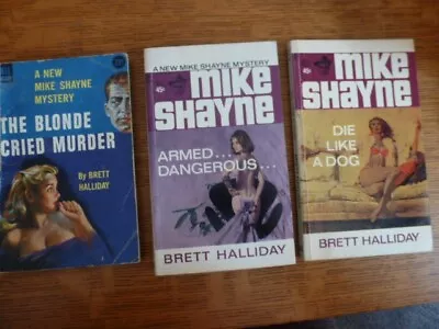 :) Lot Of 3 Vintage Brett Halliday Novels- Mike Shayne Mysteries • $24.99