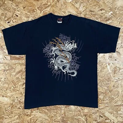 Vintage 2008 Y2K Miami Ink Chinese Dragon Tattoo Art Black Size XL  • $16