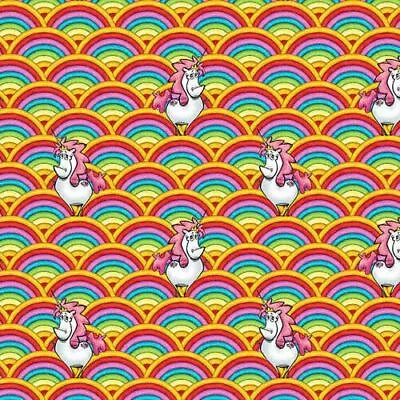 Believe In Magic Unicorns And Scalloped  Rainbows Cotton Quilting Fabric 1/2 YD • $9.75