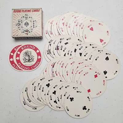 Vintage Round Playing Cards Complete Set (54) HK Blue Floral Back • $9.99