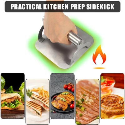 £18.64 • Buy Kitchen Stainless Steel Beef Burger Grill Bacon Press Meat BBQ Hamburger Press