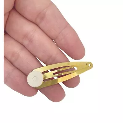 Hair Clip Blanks Snap Pin Clip Slide With Pad Teardrop Gold Seconds HC12 • £1.99