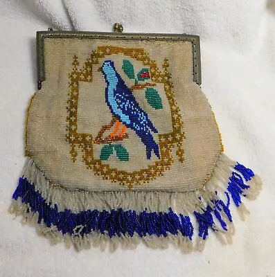 Antique Micro Beaded Purse Metal 1920’s Purse - Bird • $59.99