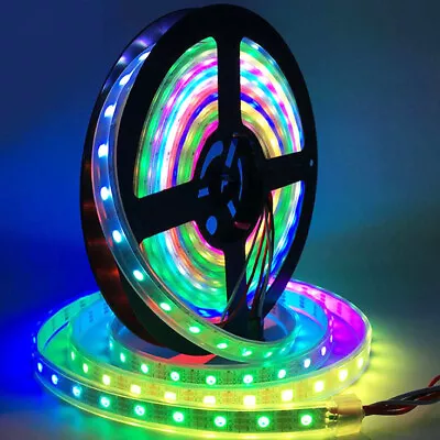 WS2812B LED Strip 5050 RGB 30/60/144LEDs/M Ws2812 IC Individual Addressable DC5V • $11.99