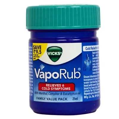 Vicks VapoRub Ointment Relief From Headache Cough Cold Pains 25ml (1Pk) • $7.49