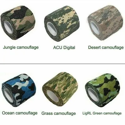 Camo Tape Adhesive Camouflage Stealth Rifle Gun Wrap Hunting Stealth Re-Useable • £5.84