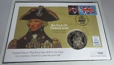 1805-2005 Trafalgar Horation Lord Nelson 2005 Proof 1 Crown Coin Cover Pnc • £29.99