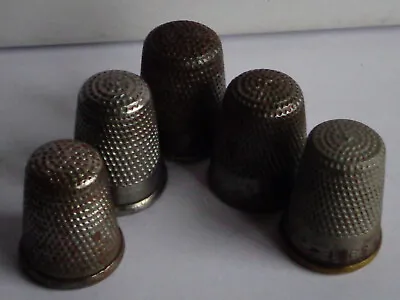 Five Vintage/ Antique Metal/ Steel Thimbles By The Maker Charles Iles • $6.30