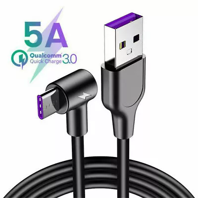 5A Type C USB C 3.1 Fast Charging Charger Cable 90 Degree Right Angle • £3.89