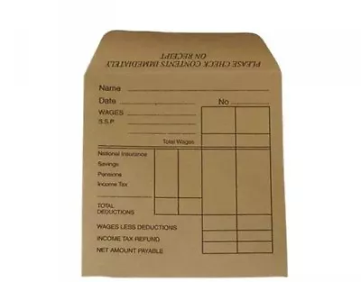 100x  Quality Wage Slip Packet/Dinner Money Envelopes Brown Manilla Self Seal • £4.95