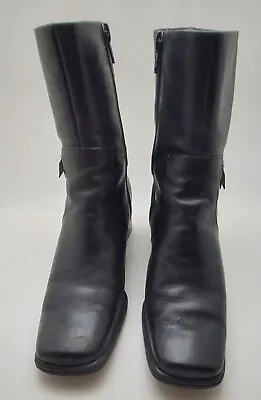 Womens Villager Mid Calf Black Boots Size 9M Heel 2 Inches Preowned • $30