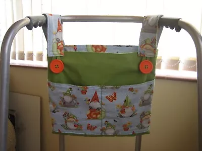 Walking/zimmer Frame Bag With 4 Pockets - Gnomes/lime Green • £11.50