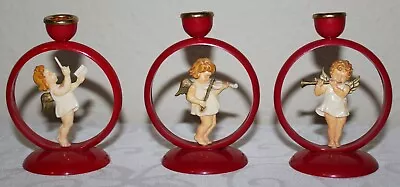 Vintage Lot 3 Christmas West German Red Hard Plastic Angel Cherub Candle Holder • $60