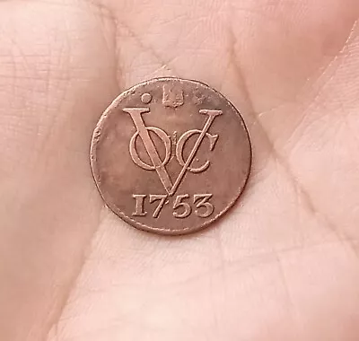 Dutch Netherlands Colonial VOC Duit  1753 Utrecht NewYork Penny Coin E331 • $15