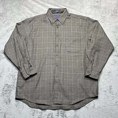 Sir Pendleton Shirt Mens L 100% Wool Houndstootth Plaid Long Sleeve Button Down • $33.93