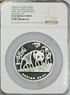 1987 Silver Panda 5 Oz. 96th ANA Convention Atlanta GA NGC PF69 Ultra Cameo • $650