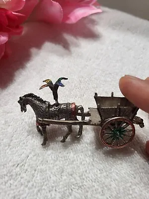 VTG Miniature Silver Tone & Enameled Sicilian Cart Horse Figurine • $44.99