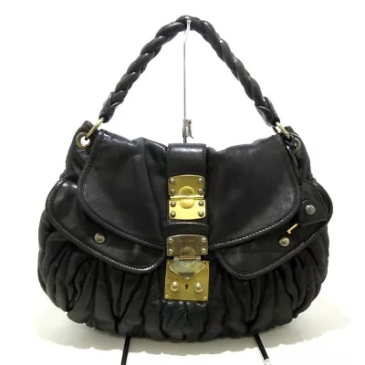 Auth Miumiu Matelasse Black Leather Handbag • $177