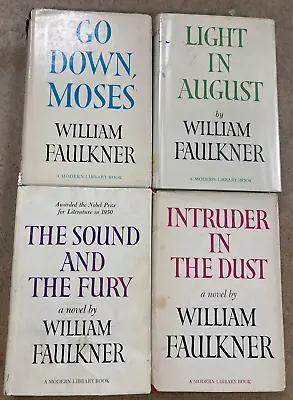 Faulkner Modern Library Lot Of 4 HC DJ Go Down Moses Sound & Fury Light In Aug • $39.23