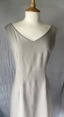 Layers Paris Size 10 Designer Grey Cotton Sleeveless Fitted Dress & Deep V Back • £8