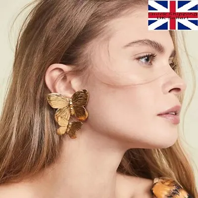 A Pair Chunky Butterfly Statement Drop Vintage Earrings For Women Jewelry Gift • £3.90