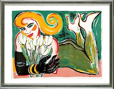 Elvira Bach (*1951) Lying Down With Tulips 2006 - Signed Numbered Framed • $2075.78