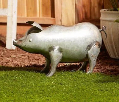 Galvanized Iron Pig Sculpture Statue Figurine Yard Lawn Outdoor Garden Decor  • $80.89