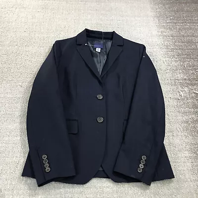 J Crew Blazer Womens 4  Button Sports Coat Jacket Two Button Navy Wool • $20.22