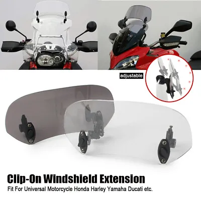 $20.50 • Buy Motorcycle Adjustable Windshield Clip On Extension Spoiler Wind Deflector