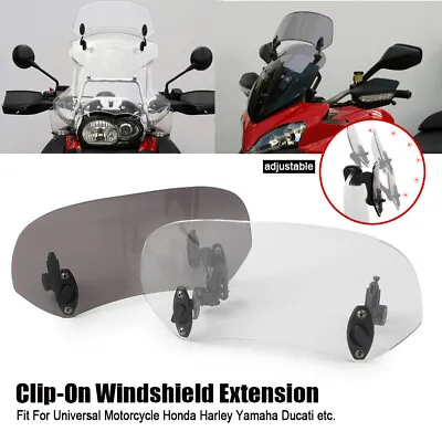 Motorcycle Adjustable Windshield Clip-On Extension Spoiler Windscreen Deflector • $20.50