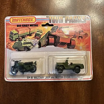 1970s Lesney Matchbox TWO PACKS Military Jeep And Motorcycle TP 11 Sealed • $44.99