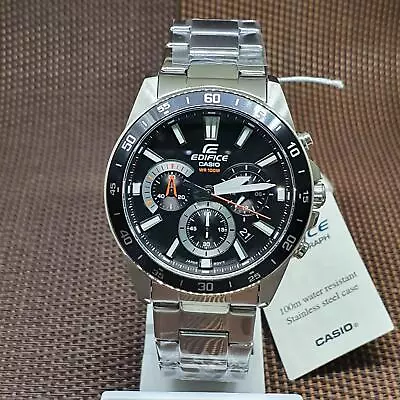 Casio Edifice EFV-570D-1A Black Chronograph Analog Stainless Steel Men's Watch • $98