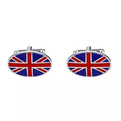 Silver Union Jack Flag Red Cufflinks Formal Business Wedding Gift For Suit Shirt • £3.99