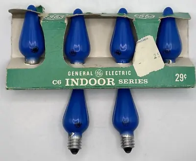 Vtg Lot Of 6 GE Mazda Christmas Tree Lamps Light Bulbs C6 Blue Made In USA • $15.99