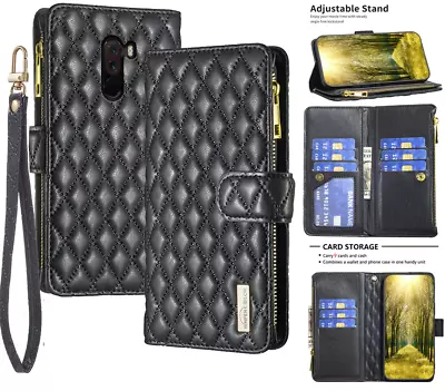 Xiaomi Pocophone F1 Fashion Diamond-quilted PU Leather Multifunction Wallet Case • $15.50