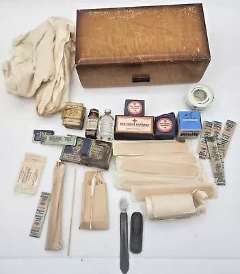 VTG First Aid Kit Vintage And Contemporary Items VTG Fabric Wood Box • $35