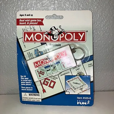 Monopoly Board Game Keychain 1998 Real Mini Game Box Board & Pieces- New Sealed • $12.99