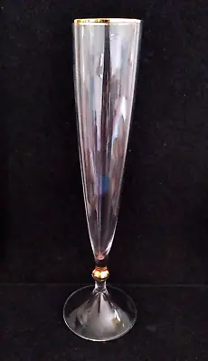 One MILLER ROGASKA Remembrance Crystal Champagne Fluted 24K Gold Trim 11-1/8 H • $14.99